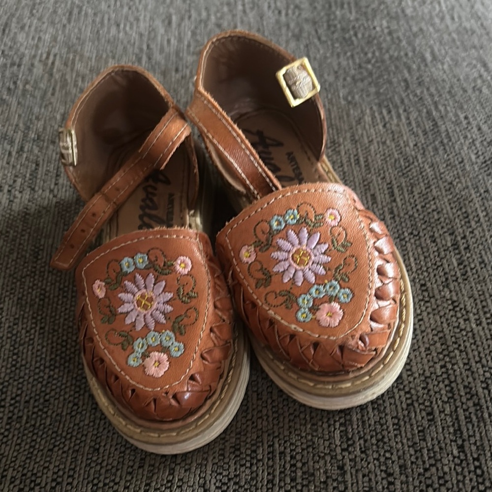 Brown Floral Kids Shoes
